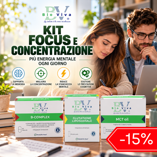 Kit Focus e Concentrazione | Kit Integratori | MCT Oil, Magnesio, Glutatione | Bio-Viva  Programma Bio-Viva Bio-Viva