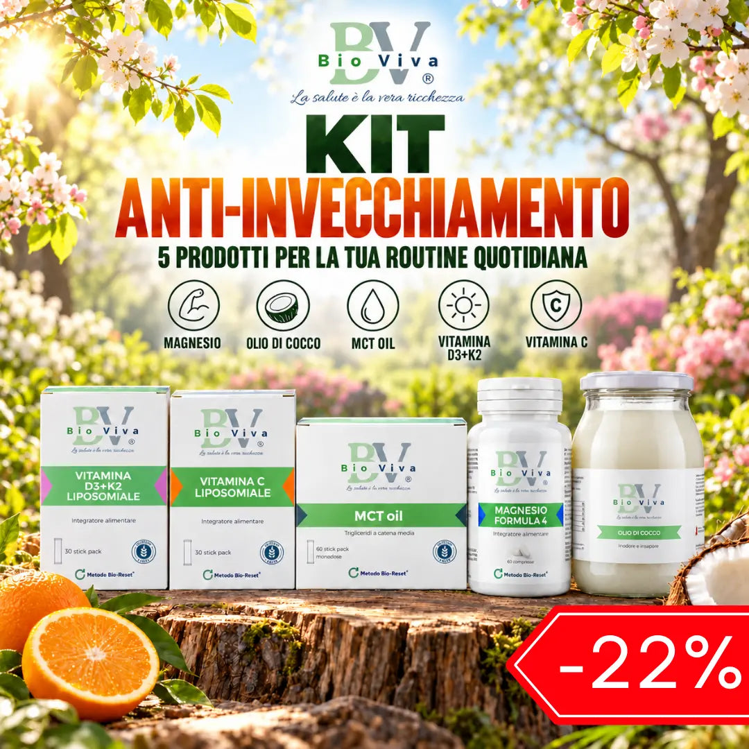 Kit anti invecchiamento Anti-Age | Kit Integratori | Vitamina C, Glutatione, MCT Oil, Magnesio | Bio-Viva  Programma Bio-Viva Bio-Viva