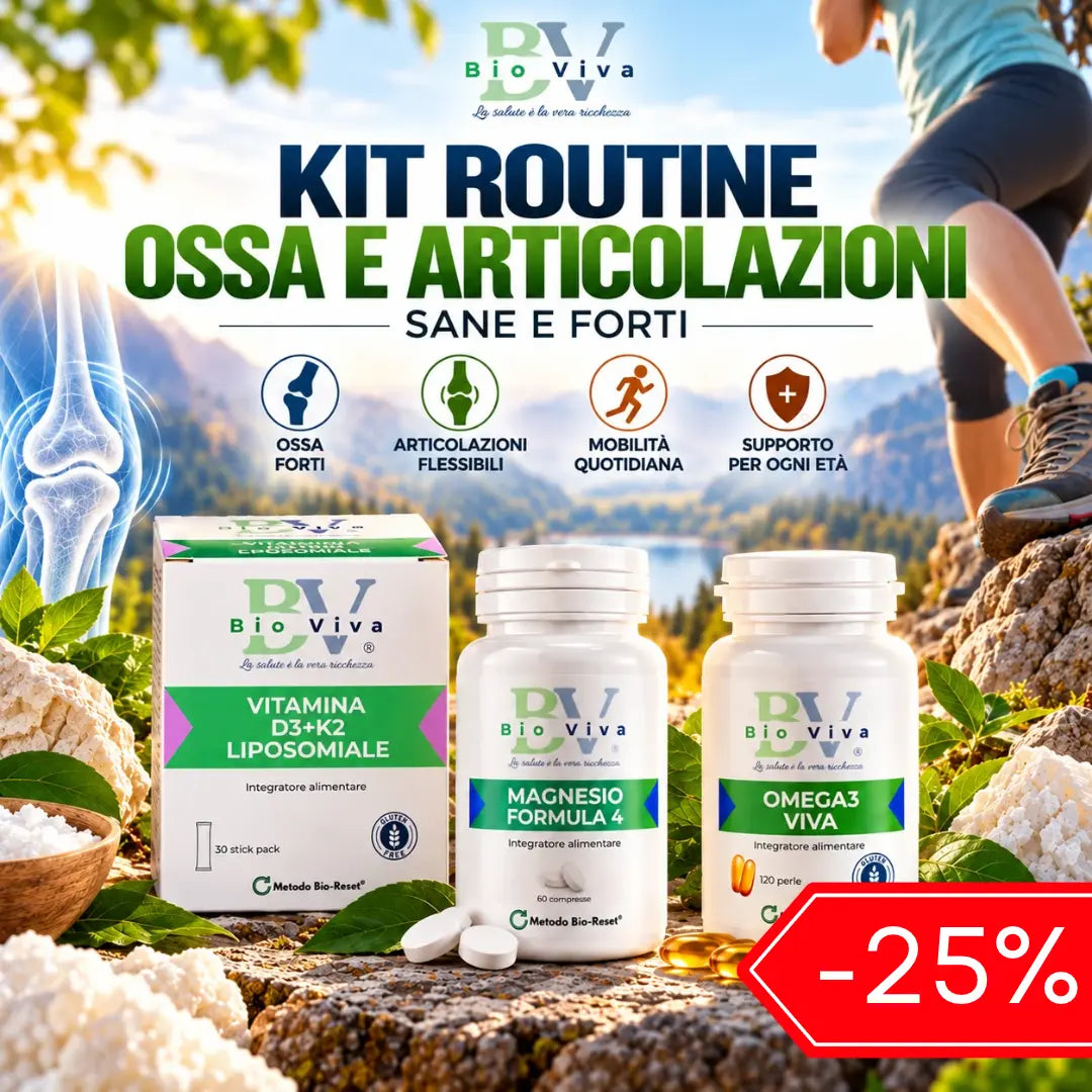 Kit per Ossa e Articolazioni sane e forti| Kit Integratori | Vitamina D3 + K2, Magnesio, Omega 3 | Bio-Viva  Programma Bio-Viva Bio-Viva