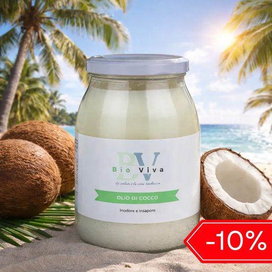 Olio di cocco Biologico puro disodorato - spremuto a freddo  INTEGRATORE Bio-Viva Bio-Viva