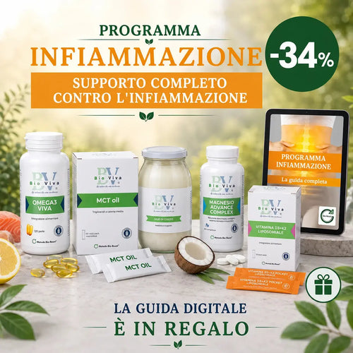 Programma Infiammazione | Kit Integratori | Omega 3, Magnesio, Vitamina D3 + K2, Olio di Cocco, MCT Oil | Bio-Viva