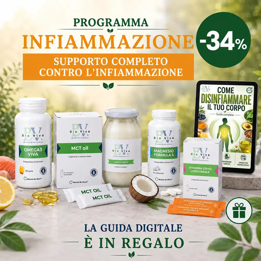 Programma come disinfiammare il tuo corpo | Kit Integratori | Omega 3, Magnesio, Vitamina D3 + K2, Olio di Cocco, MCT Oil | Bio-Viva  Programma Bio-Viva Bio-Viva
